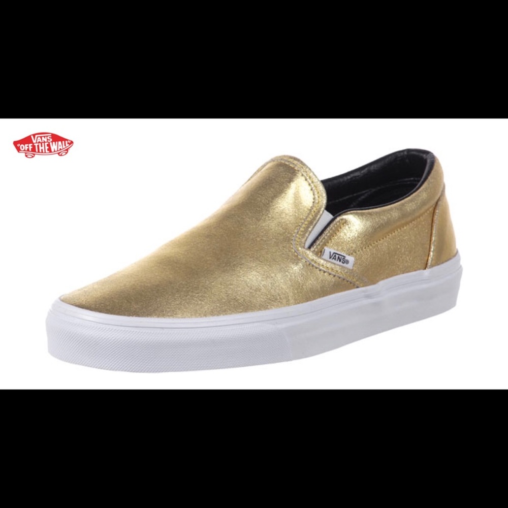 Vans gold lame classic slip on size 6
